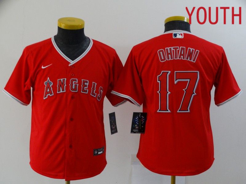 Youth Los Angeles Angels 17 Ohtani Red Nike Game 2021 MLB Jersey